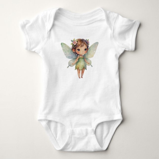 Body Para Bebê Fada Encantada da Floresta: Sprite verde pastel (Frente)