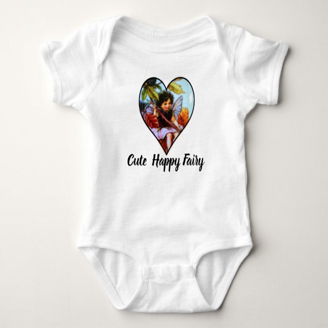 Body Para Bebê Fada Feliz e Fofo Sentada em uma Árvore (Frente)