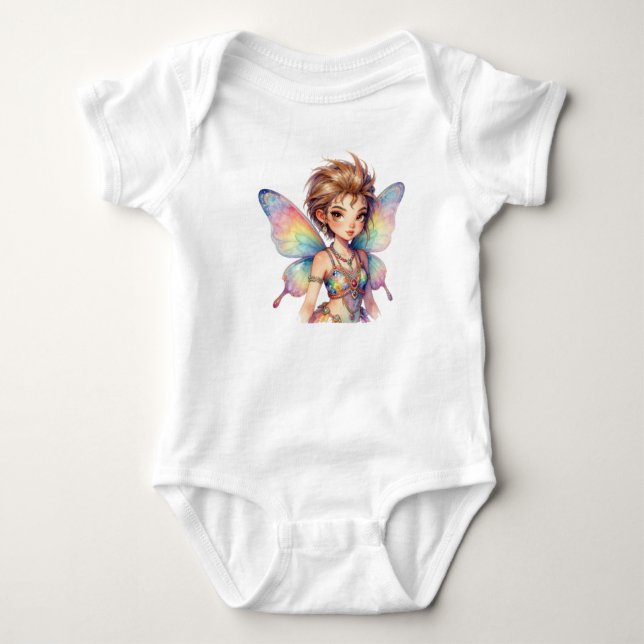 Body Para Bebê Fada Guardiã do Arco-Íris Luminoso (Frente)