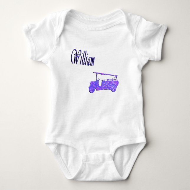 Body Para Bebê Faísca Azul William, Nome, Logotipo, (Frente)