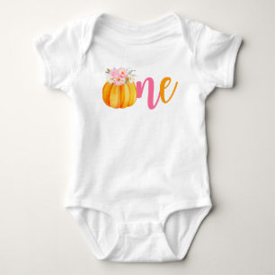 Body Para Bebê Fall Floral Pumpkin Baby Girl's primeiro aniversar