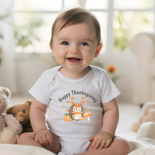 Body Para Bebê Fall Hedgehog Feliz Ação de Graças Bebê Bodyfato