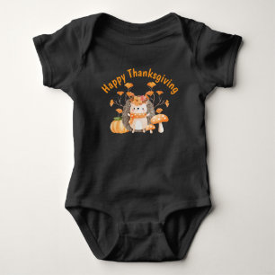 Body Para Bebê Fall Hedgehog Feliz Ação de Graças Bebê Bodyfato
