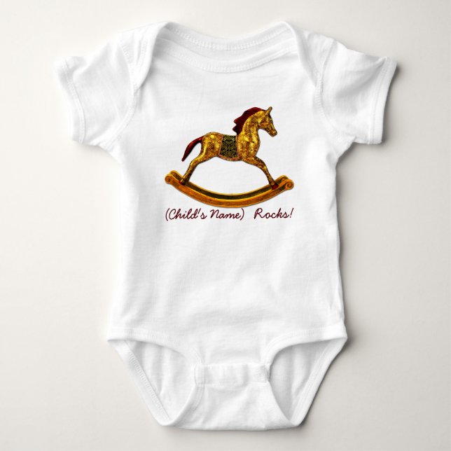 Body Para Bebê Fama de Cavalo de Balanço (Creeper de Bebê Persona (Frente)