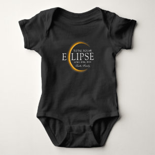 Body Para Bebê Família de Eclipse Solar Total 2024 Dourada e Pret