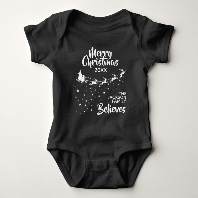 Body Para Bebê Família de Papais noeis de Natal (Frente)