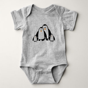 Body Para Bebê Família de Pinguins de Cartoon
