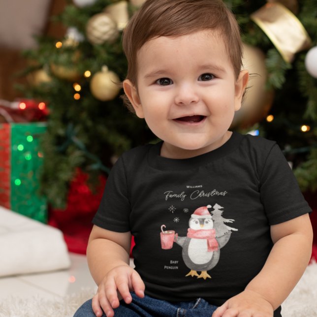 Body Para Bebê Família de Pinguins Fofos Combinando o Natal (Criador carregado)
