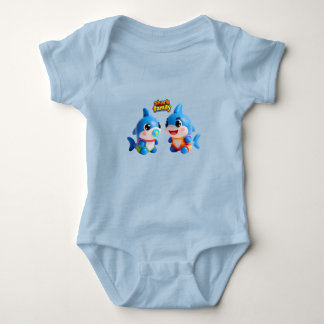 Body Para Bebê Família de Tubarão Fofa Personagem de Desenho 3D E