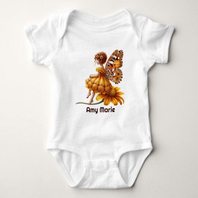 Body Para Bebê Fantasia fofa de fada adicionar nome  (Frente)