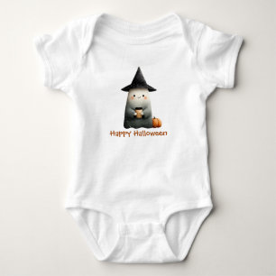 Body Para Bebê Fantasma Bonita com o Café Halloween
