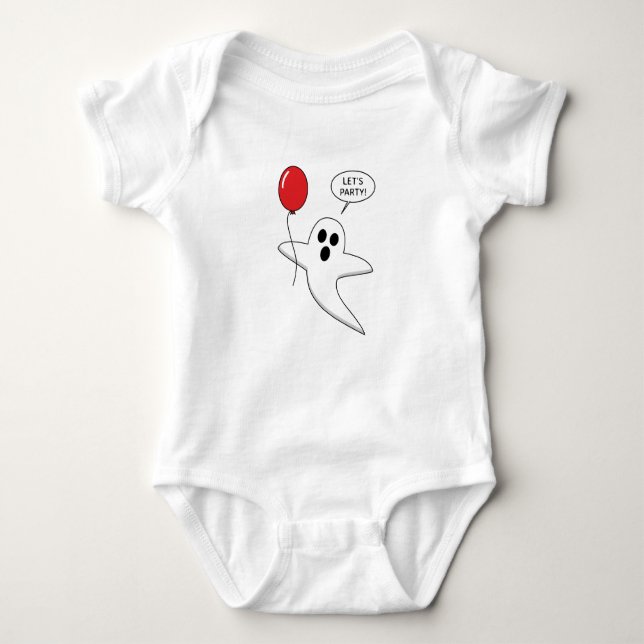 Body Para Bebê Fantasma de Cartoon Bonito com Balão Vermelho (Frente)