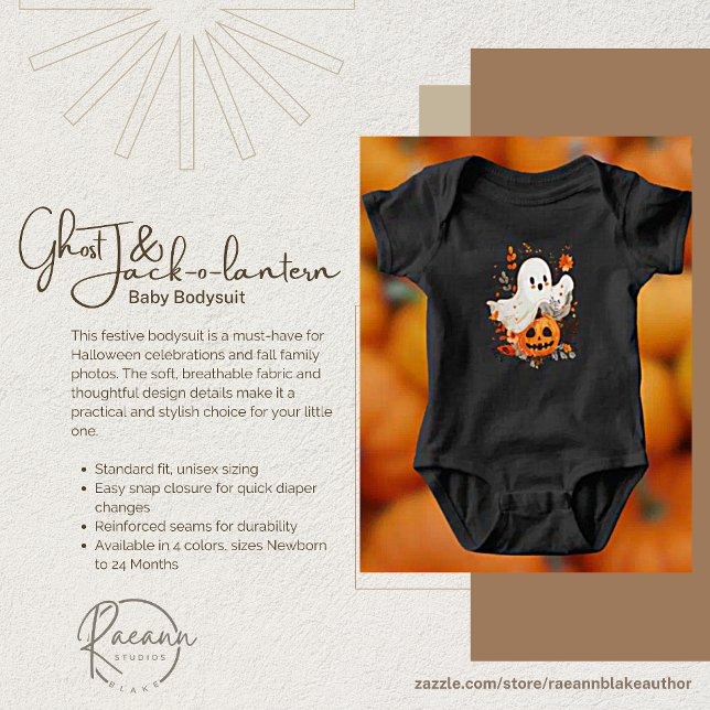 Body Para Bebê Fantasma do Dia das Bruxas e Jack-o-lanterna (Criador carregado)