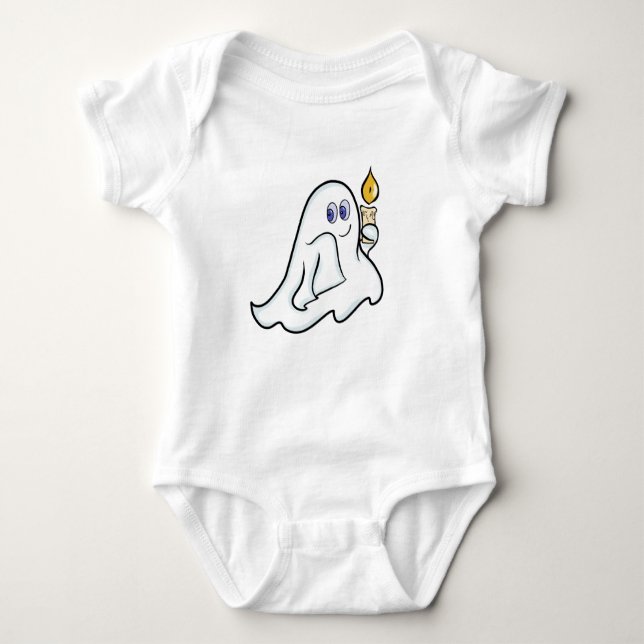 Body Para Bebê Fantasma doce com vela no Halloween (Frente)