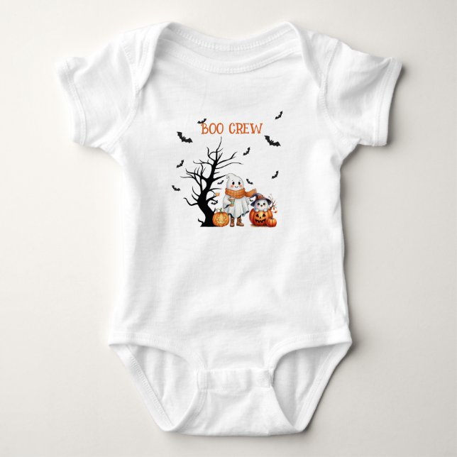 Body Para Bebê Fantasmas bíblicos, Jack o'lanterns & Bats (Frente)