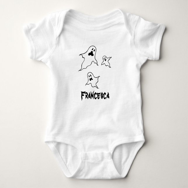 Body Para Bebê Fantasmas do Dia das Bruxas Personalizados (Frente)
