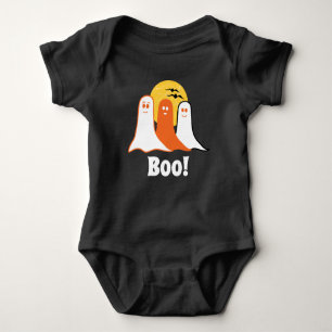 Body Para Bebê Fantasmas do Halloween Boo, Preto, Crianças, Famíl