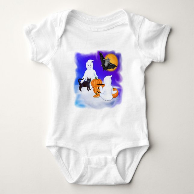 Body Para Bebê Fantasmas e Amigos do Halloween (Frente)