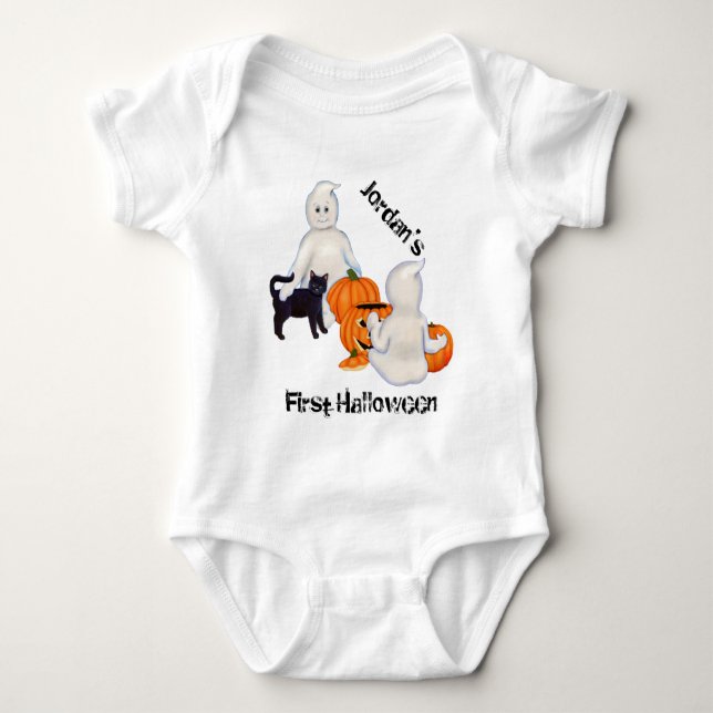Body Para Bebê Fantasmas e Amigos do Halloween (Frente)