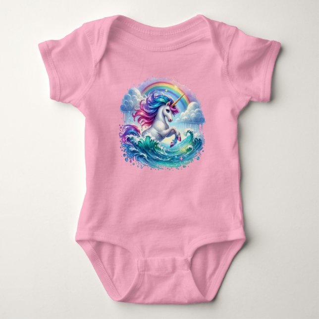 Body Para Bebê Fantasy Unicorn com Rainbow (Frente)