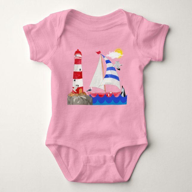 Body Para Bebê Farol de veleiro Sunny Svelny Ocean Adventure (Frente)
