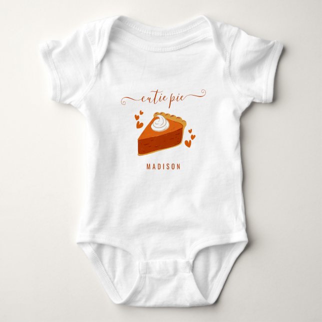Body Para Bebê Fatia de Pizza de Pumpkin Pequeno Cutie de Script (Frente)