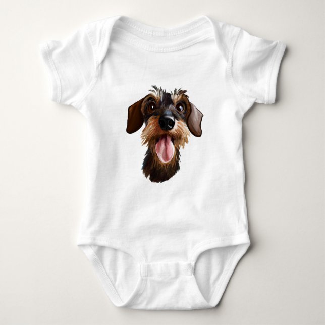 Body Para Bebê Fato De Bebê Dachshund Wirehaired (Frente)