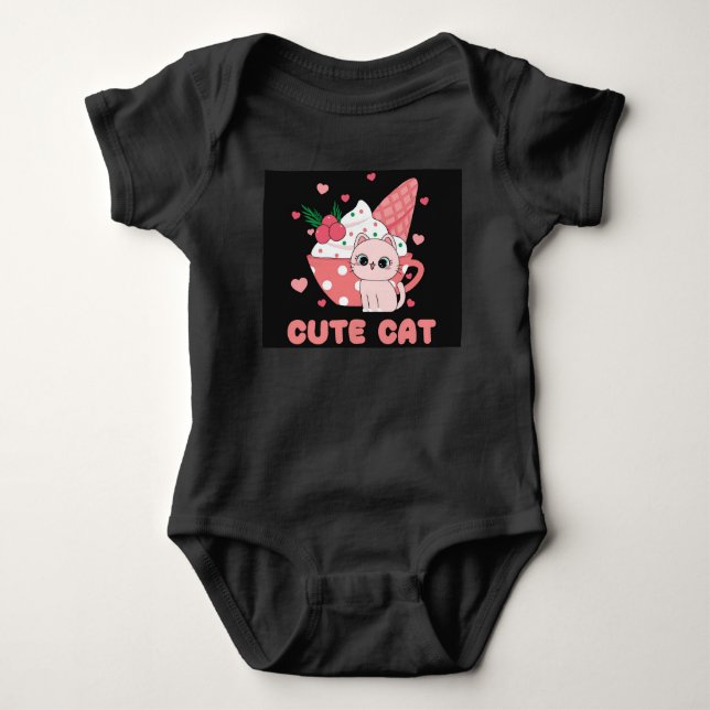 Body Para Bebê Fato De Bebê De Gato Bonito (Frente)