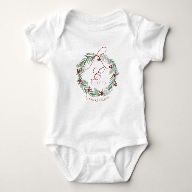 Body Para Bebê Fato de bebê de Natal personalizado (Frente)
