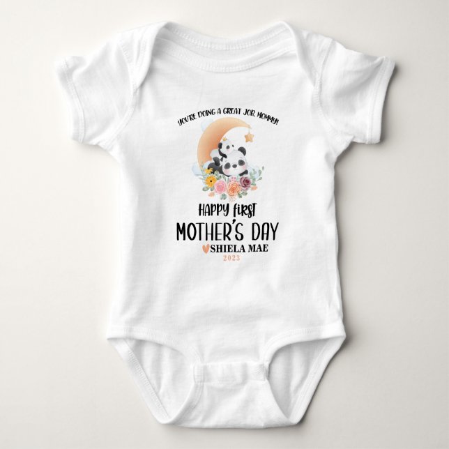 Body Para Bebê Fato De Bebê De Primeiro Dia de as mães Feliz Com  (Frente)