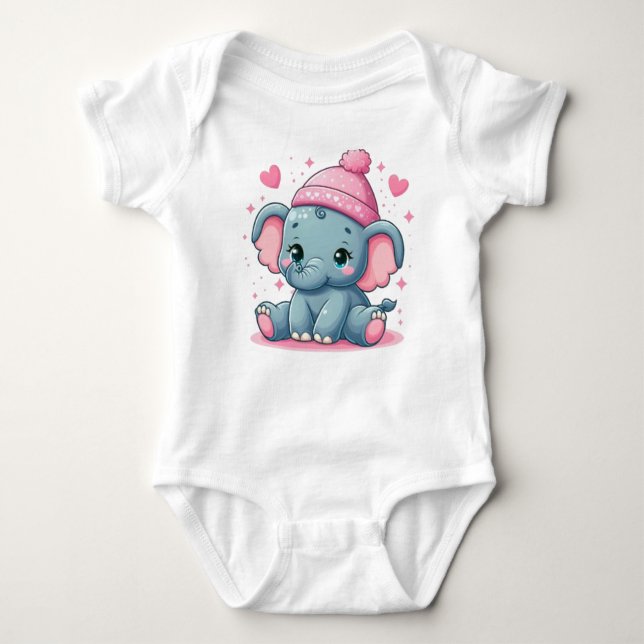 Body Para Bebê Fato De Bebê Elefante Bonito (Frente)