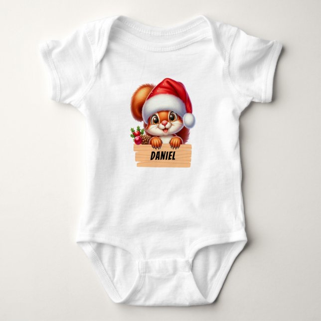 Body Para Bebê Fato de bebê personalizado de Squerril de Natal bo (Frente)