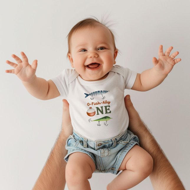 Body Para Bebê Fato de Birthday de Pesca (Criador carregado)