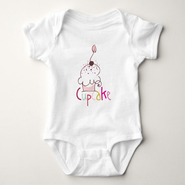 Body Para Bebê Fato de Criança de Cupcake bonito (Frente)