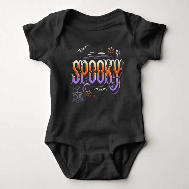 Body Para Bebê Fato de dia das bruxas do SPOOKY para seu bebê (Frente)