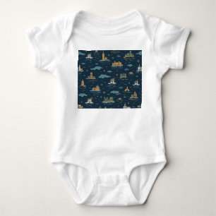 Body Para Bebê Fatos De Bebê Com Design De Viagens vintage