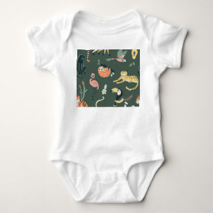 Body Para Bebê Fauna Selva Vintage Flora
