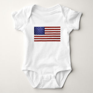 Body Para Bebê Faux Red White Blue Leather USA Flag