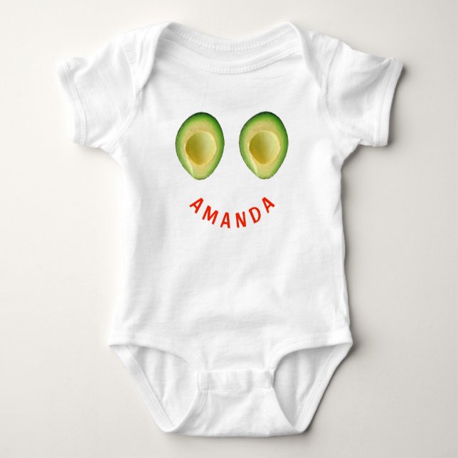 Body Para Bebê Fave Avocado Cute 4Amanda (Nome) (Frente)