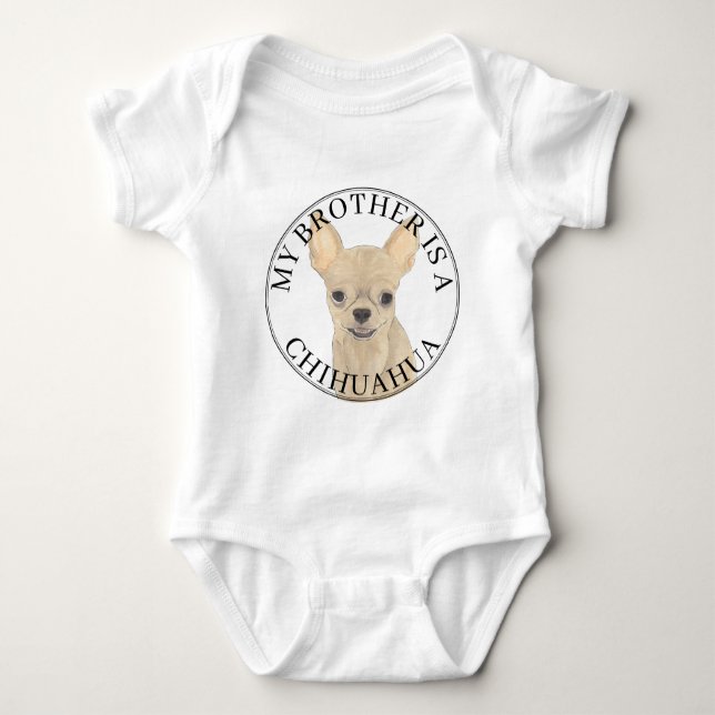 Body Para Bebê Fawn Tan Cream Chihuahua Dog Big Brother (Frente)