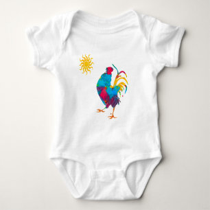 Body Para Bebê Fazenda Colorida Pet Rooster Watercolor