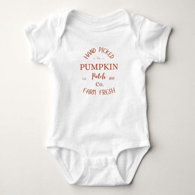 Body Para Bebê Fazenda Fresca Pumpkin Patch Bebê Ação de Graças (Frente)
