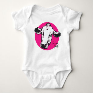Body Para Bebê Fazenda Rosa Vaca Bebê Bebê Roupa