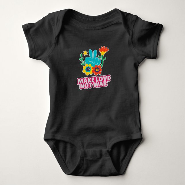 Body Para Bebê Fazer amor não guerra (Frente)