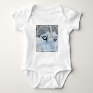 Body Para Bebê Feche o Husky siberiano com Olhos Azuis