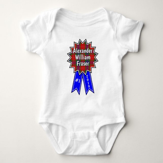 Body Para Bebê Fecho de clã nº 1 Fita azul Prêmio (Frente)
