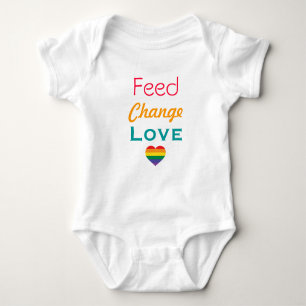 Body Para Bebê Feed Change Love Rainbow Heart