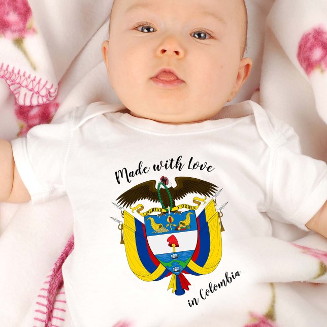 Body Para Bebê Feita com amor na Colômbia / bandeira colombiana (Criador carregado)