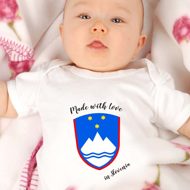 Body Para Bebê Feita com amor na Eslovênia/bandeira eslovena (Criador carregado)