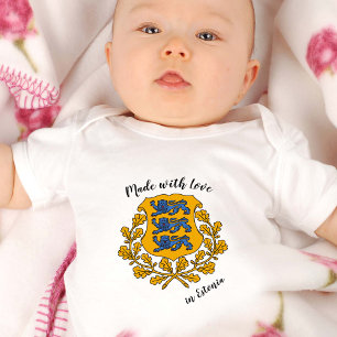 Body Para Bebê Feita com amor na Estônia/bandeira estônia